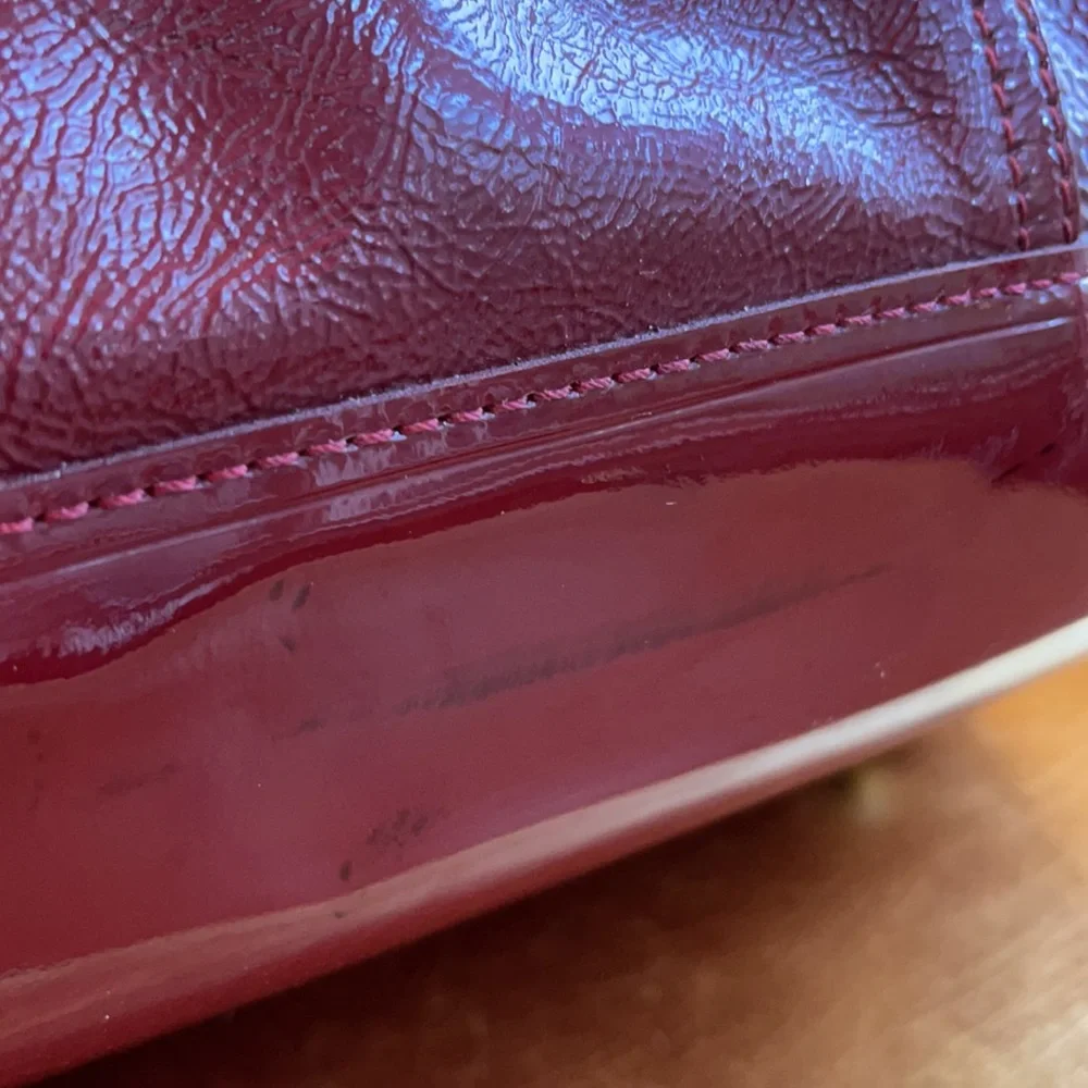 Longchamp Legende Top Handle Boston Bag Satchel in Red Verni Patent Leather